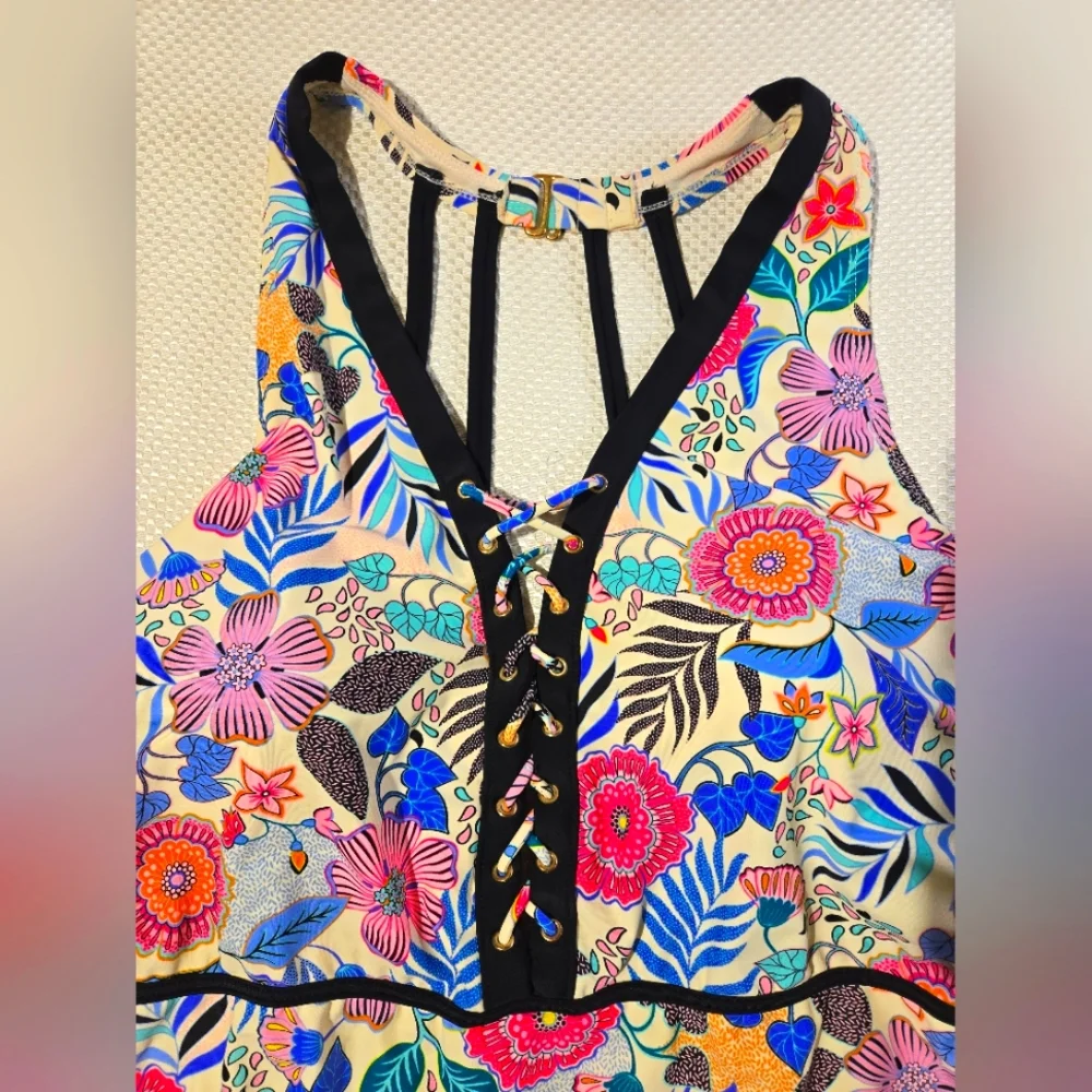 Time & Tru One Piece Bathing Suit Size  3X (24W-26W) Floral Print Sexy Design - Picture 2 of 7